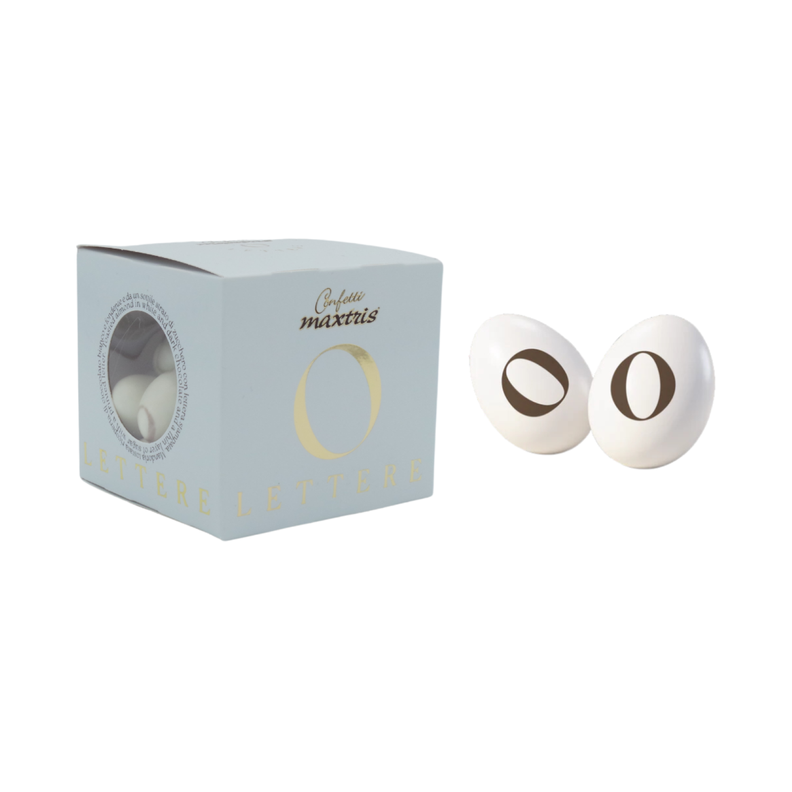 Confetti Maxtris Lettera O Ciocomandorla Colore Bianco 200 g Cioccolato Mandorla