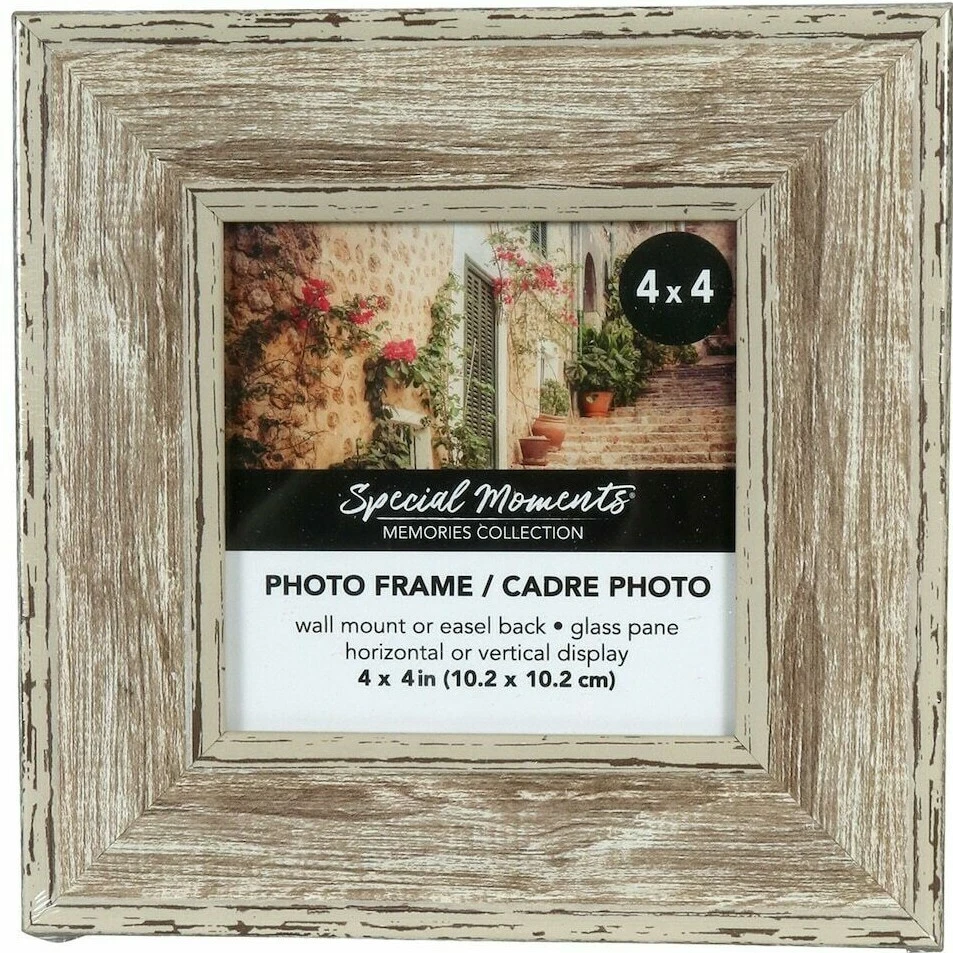 4x4 Picture Frame Rustic Distressed Wood Glass Pane Easel Back FREE SHIPPING