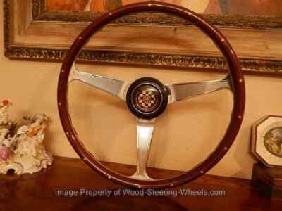 Jaguar E-Type XKE Wood Steering wheel 15'' front rivets + Engraved spoke E.Nardi
