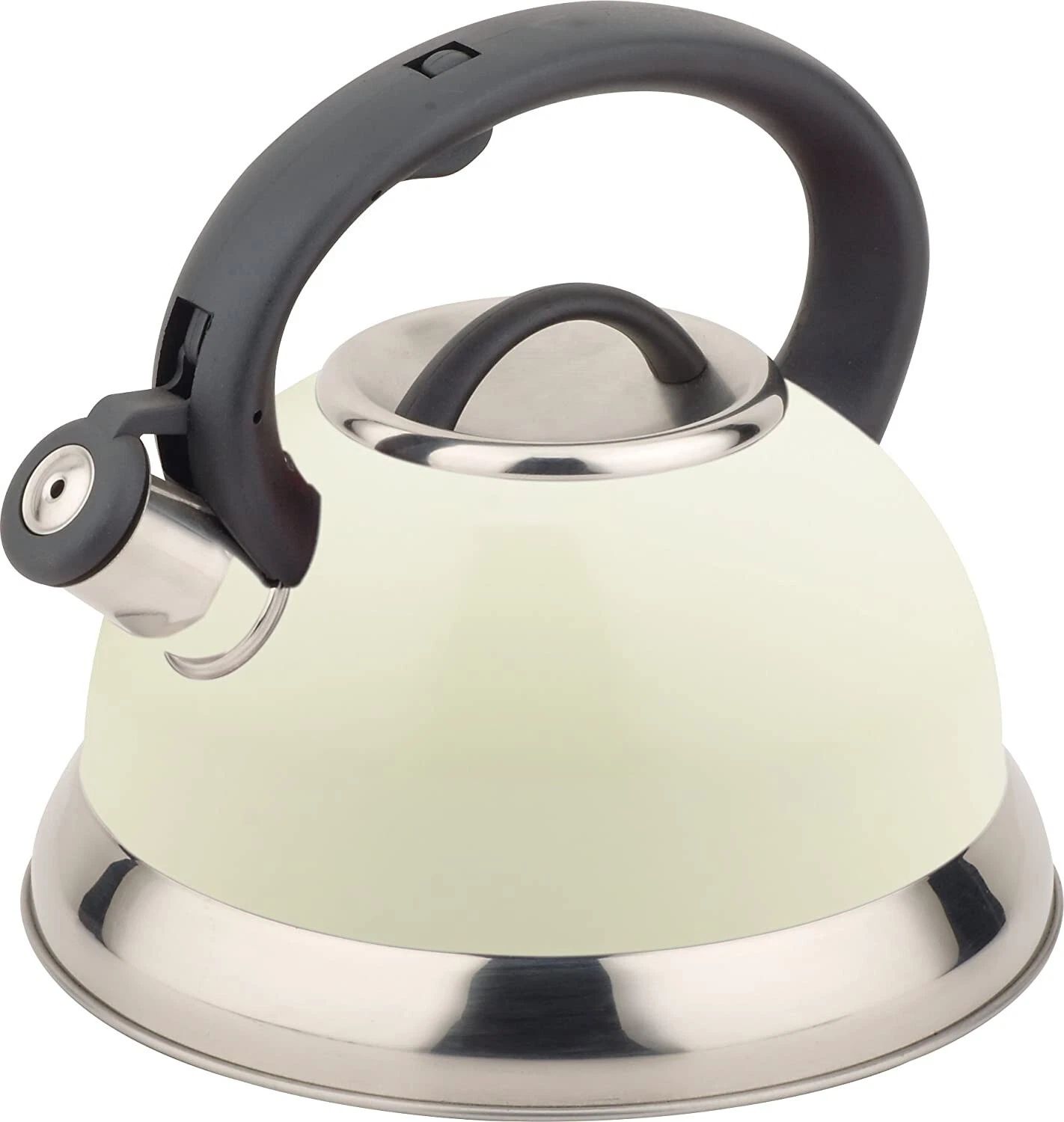 Buckingham Stainless Steel Stove Top Induction Gas 3 L Whistling Kettle Cream
