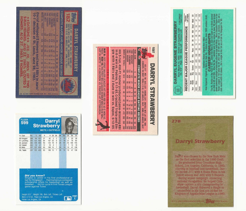 Darryl Strawberry Rookie Card Lot- All 5 RC's Topps/Fleer/Donruss/Traded - Picture 2 of 2