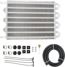 8 Rows Universal Aluminum Remote Transmission Oil Cooler Radiator Converter Kit