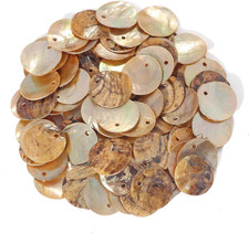 Shell Beads 150Pcs Natural 15Mm Flat round Mussel Shell Coin Drop Charm Beads wi