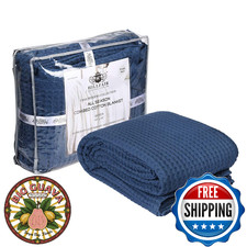 HILLFAIR 100 Combed Cotton Blanket  King Size Bed Blankets  Warm Soft All Seaso