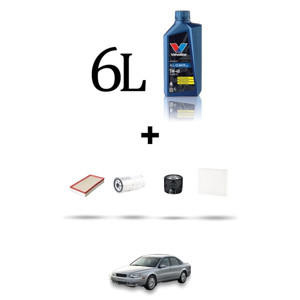 Hoffcar Wartungsset 4 Filter Und 6L ÖL FüR Volvo S80 2.5 Tdi 103Kw Ab 1999-image