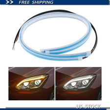 Universal 12v Exterior White-amber Led Light Strip 2pcs Headlight Drlturn Sign