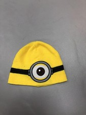 Despicable Me Minion Hat Beanie Fitted Yellow Knit Winter Eye Graphic Kids