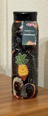 Farm Rio + Starbucks 20 Oz Water Bottle 2025 Insulated Black