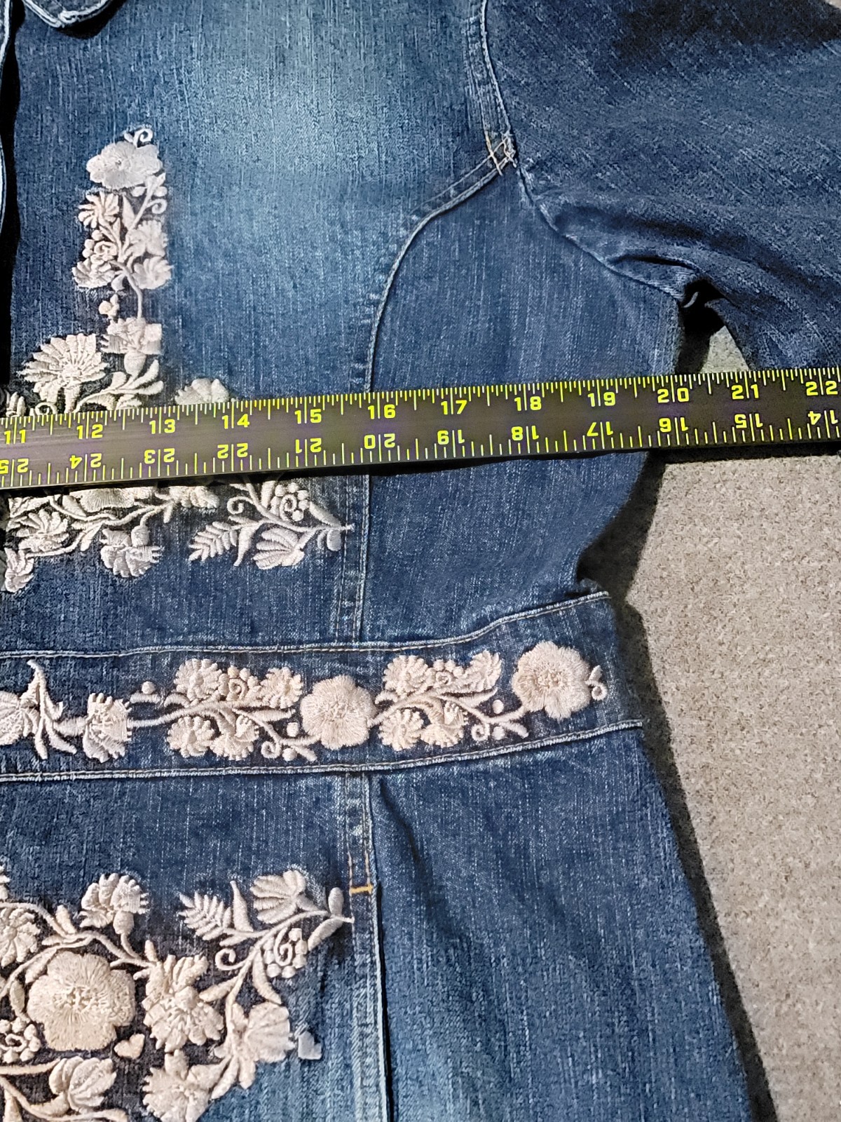 Brandon Thomas Denim Jacket Medium Embroidered Bl… - image 6