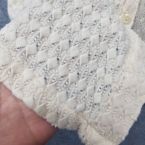 Vintage Crop Lace Pointelle Top Womens XS Petite Cream Y2K Coquette NINE Co - Picture 10 of 13