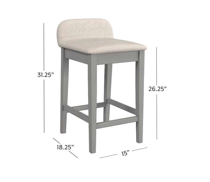 Hillsdale Maydena 26" Wood Contemporary Counter Stool in Gray - Image 3 of 4