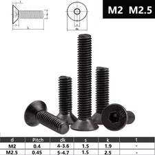 M2 M2.5 COUNTERSUNK SCREWS ALLEN SOCKET BOLTS SELF COLOUR HIGH TENSILE 10.9