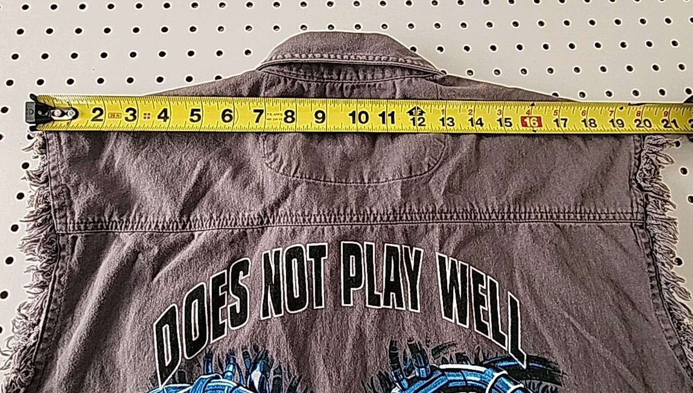 Liquid Blue Skull Biker Vest Shirt Twin V-Twin Does Not Play Well With Others