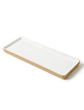 Vanity Tray with Brown Trim - Rectangular White Candle & Perfume Holder Organ...