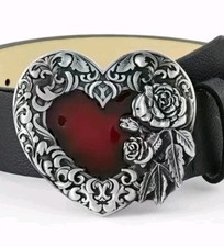 Western Americana Heart-Shaped Floral Design Belt Buckle