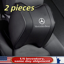 2pc Black Car Seat Headrest Memory Foam Pillow Head Neck Rest For Mercedes-benz- 2pc Black Car Seat Headrest Memory Foam Pillow Head Neck Rest For Mercedes-benz-