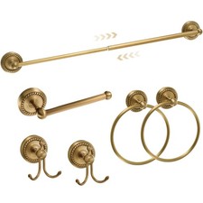 Otoolling 6 Pcs Antique Brass Gold Bathroom Accessories Set Towel Bar Ring