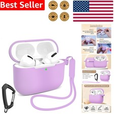 Silicone AirPods Pro 3 Case Cover Purple Slim Fit with Carabiner Strap