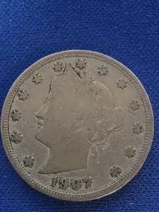 1907 LIBERTY V NICKEL Partial Liberty Details Some Luster  #003