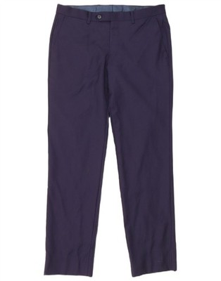 London Fog Herren Slim Anzug Hose W32 L32 Navy Blau Wolle BL01