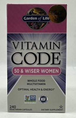 Garden of Life Vitamin Code 50 & Wiser Women 240 Vegetarian Capsules EXP 05/27+