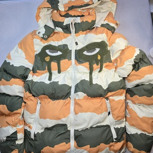 Roku Studio Japan Camo Puffer Jacket Medium Tear Drip Staring Eyes Y2K Bubble - product listing photo