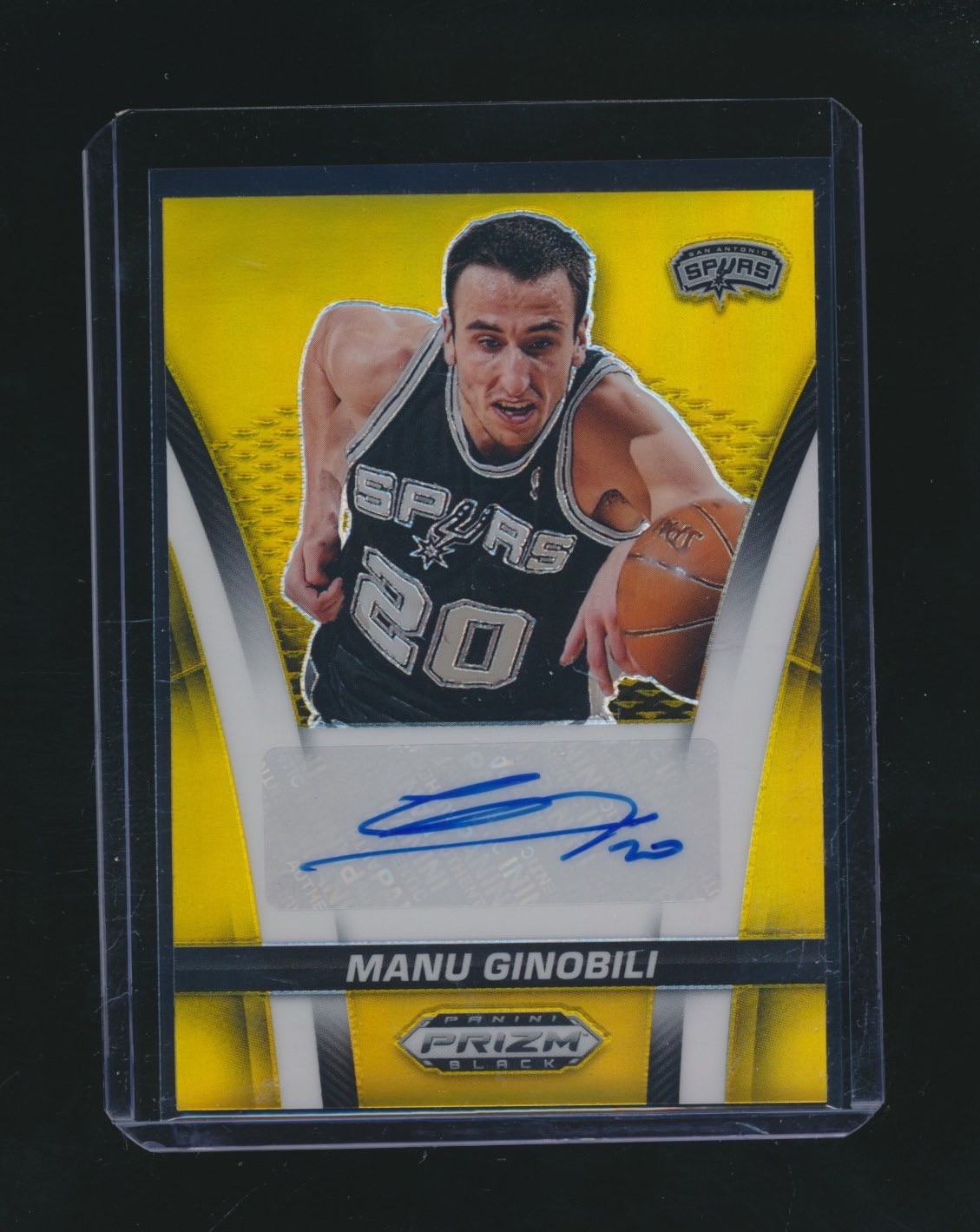 MANU GINOBILI 2024-25 PANINI PRIZM SIGNATURES GOLD PRIZM AUTO PARALLEL 01/10 view 1