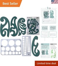 Versatile 6-Pc Drawing Templates Set - French Curves Large Circles Included