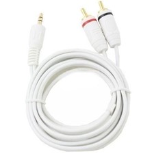 12 FT 3.5mm Stereo Male to 2 RCA Dual Audio Male Adapter Speaker Cable White