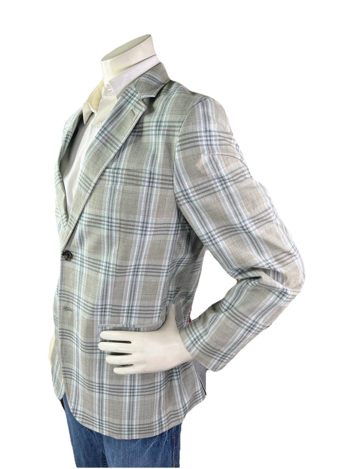 Chaqueta Blazer Abrigo Deportivo Tasso Elba Para Hombre M (40R) Glen Gris a Cuadros Peso Ligero Foto 4 de 4
