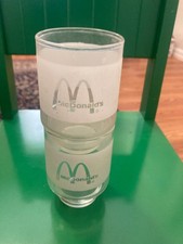 2  McDonald's FROSTED GLASS DRINKING GLASSES OLD AND VINTAGE     Advertising.