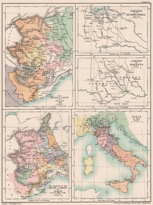 Savoy 1418-1748. & Viereckfeldzüge; Magentafeldzug Italien 1859 1902 Karte