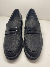 FRANCO SARTO Cassandra Lug Sole Penny Loafer In Black Glitter Size 6.5