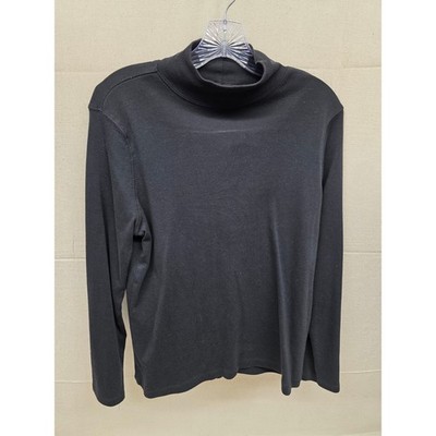 Pendleton Mens Black Long Sleeve Mock Neck Ribbed Knit Pullover Top Size L