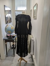 Lace Flared Cuff Bandeau Bodycon Black Dress Size 8 Midi Length Pretty Little...