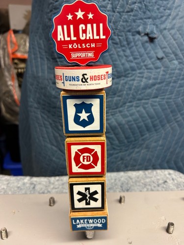 GUNS & HOSES Lakewood Brewing Beer Tap Handle, ALL CALL KOLSCH North Texas