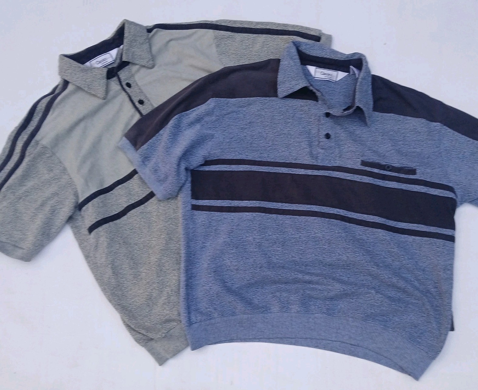2 vintage classics by palmland banded mens size large polo shirts