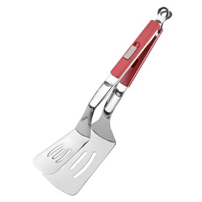 11.6in Anti-Scald Extended Handle Spatula Tongs, Multifunctional Grill Clamp... 