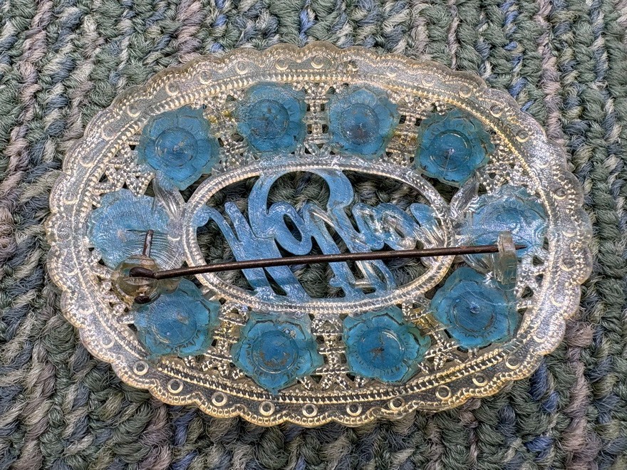 c1940-50s MOLDED CELLULOID PLASTIC RHINESTONE “MO… - image 2