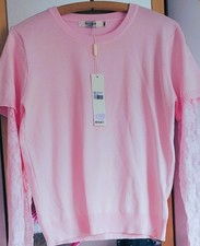 toller stylischer Pullover mit Spitzenarmen in rosa