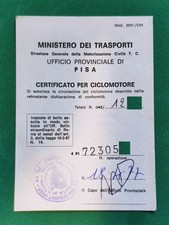 LIBRETTO ORIGINALE CERTIFICATO CICLOMOTORE PIAGGIO GILERA CBA 1977 MOPED DOC  CB