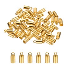 50-Pack Tassel Cord End Caps, 4mm ID Kumihimo End Tip Light Gold 