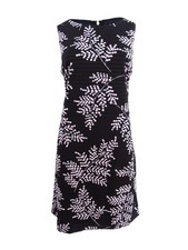 Tommy Hilfiger Women's Printed Burnout Sheath Dress (10, Black/Pink)