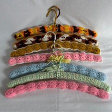 VINTAGE Yarn Crochet Covered Hangers