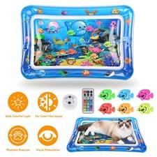 26" Cat Water Sensor Play Mat with LED Light Floating Fish Toys Dog Mat