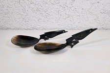 2x Servierlöffel Vogelgriff Horn Vogel Deko Löffel Besteck