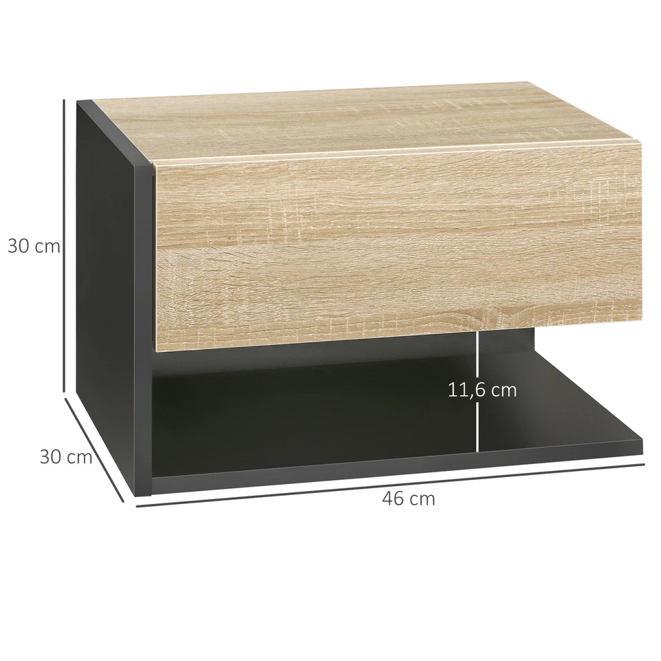 HOMCOM Table de chevet 46x30x30cm Noir - Photo 4/4
