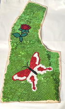 Native American Seed Beaded Hand Stitched Medallion Patch Rosette 7" x 15"