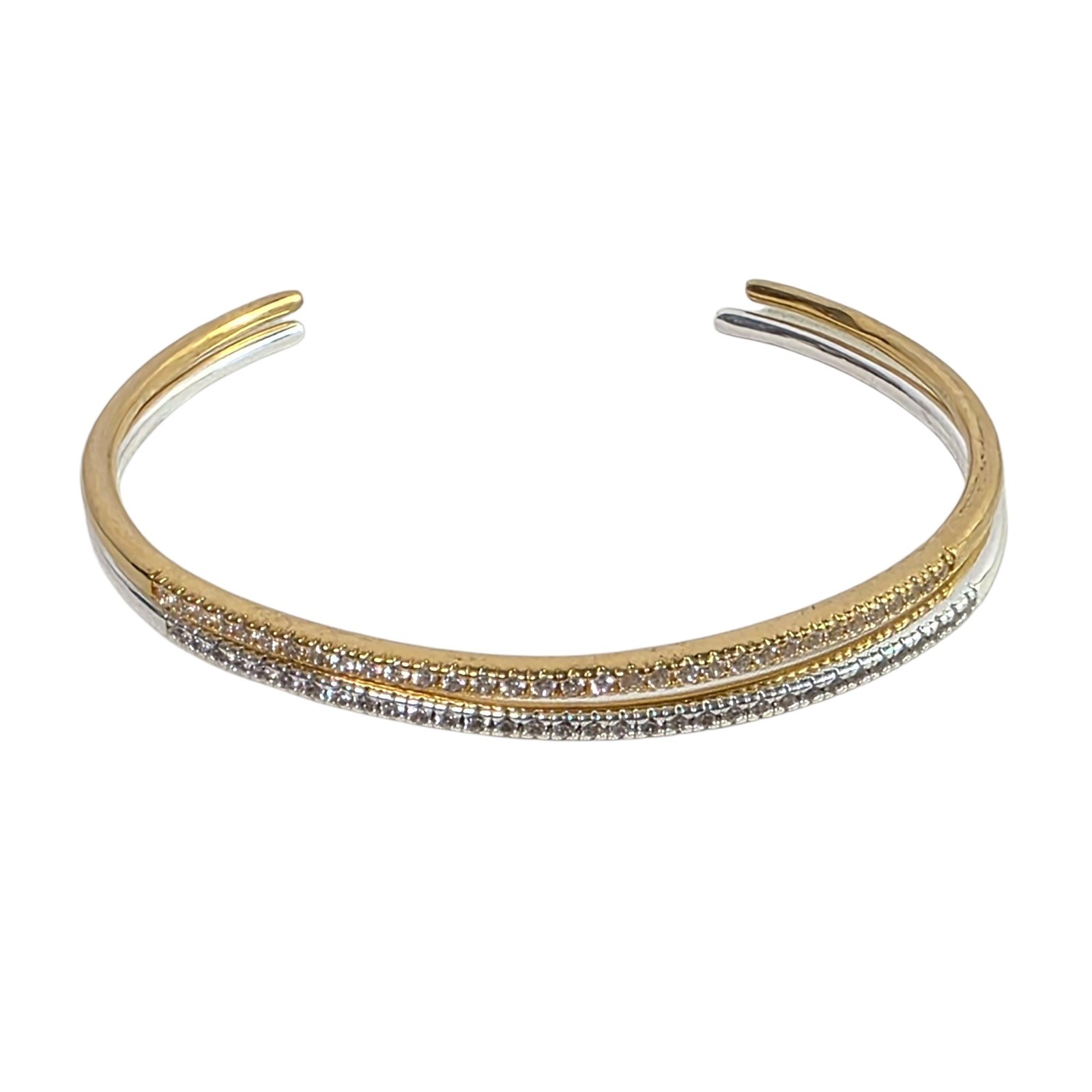 Stackable Open Cuff Bracelet Two Tone Gold Silver… - image 1