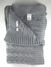 Burt's Bees Baby Blanket Cable Knit Heather Gray 100 Organic Cotton 30x40"